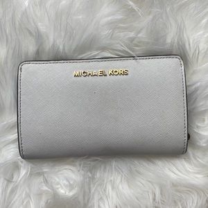 Michael Kors White Saffiano Leather Bi-Fold Wallet